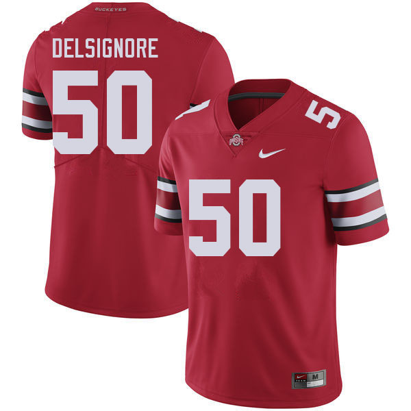 Men #50 Alec DelSignore Ohio State Buckeyes College Football Jerseys Stitched Sale-Red